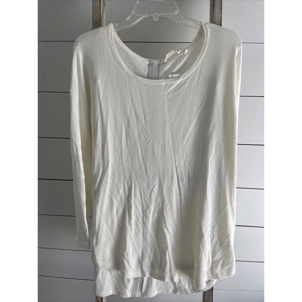 NWT Soft Surroundings Cream Marguiles Sweater Black/Gold Zipper Back Large